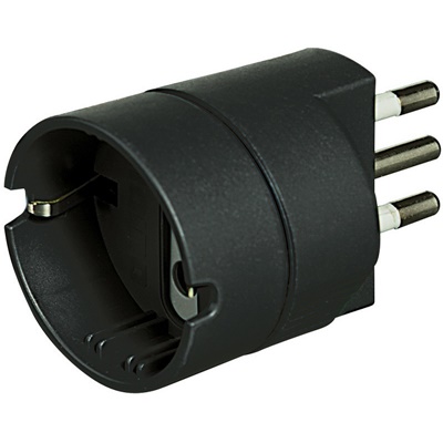 Adaptador Schuko 2P+T 10A Gris